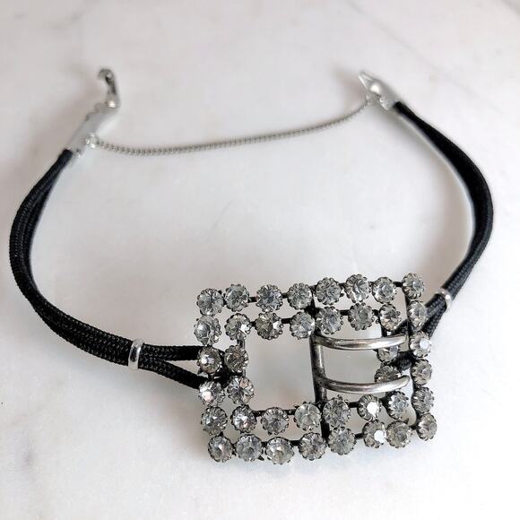 Vintage Pendant Buckle Bracelet, Rhinestones, Vintage Style Watchband - Picture 1 of 5